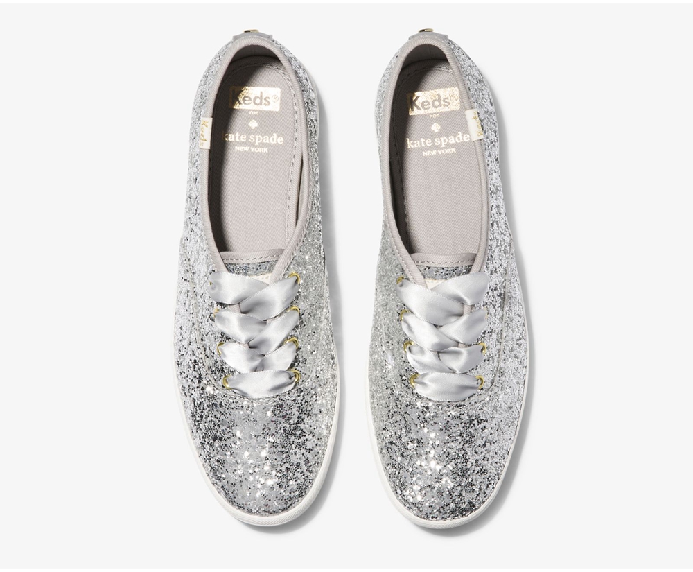 Keds Sneaker Damen Silber - Kate Spade New York Champion Glitter - DUA-253876